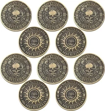10 Pcs Memento Mori Coin Memento Vivere Reminder Token Metal Skull Challenge