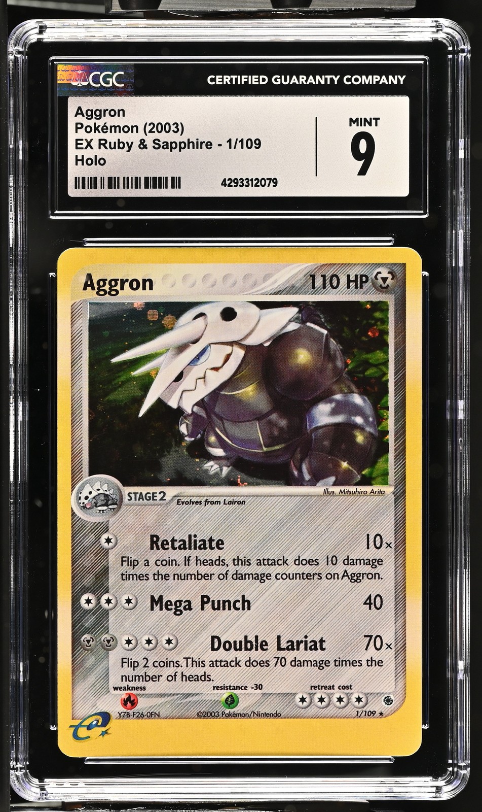 CGC 9 Aggron 2003 EX Ruby & Sapphire #1/109 Holo Pokémon