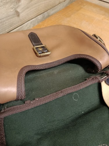Vintage braune Leder Schrotpatrone Schießtasche mit Canvas Schultergurt - Bild 8 von 15