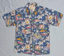 VTG Disney Shop Hawaiian Shirt Mens S Surf Tiki Adventure Donald Mickey Goofy
