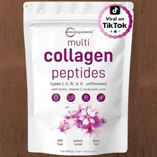 Micro Ingredients Multi Collagen Peptides Powder, 1lb