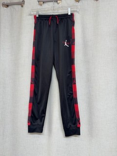 JORDAN Black Red Track Pants Joggers Buffalo Plaid Jumpman Boys L LW