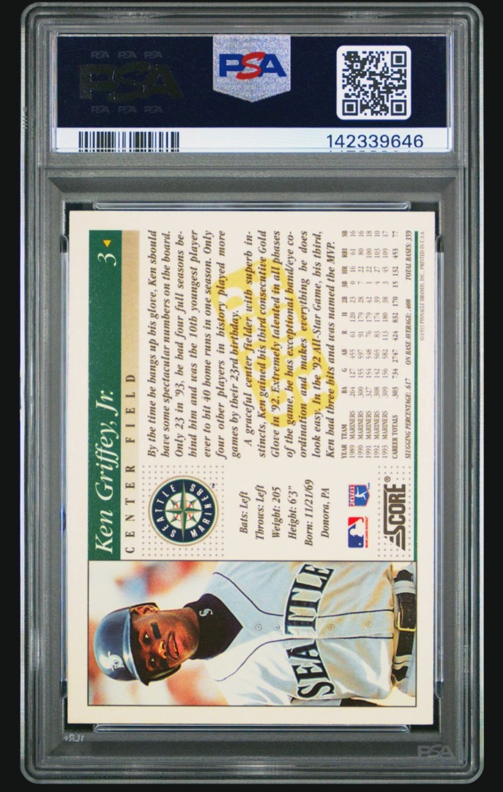 1994 SCORE KEN GRIFFEY JR PSA 9 GOLD RUSH PARALLEL SP LOW POP ONLY 9 PSA 10 view 2