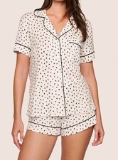 Eberjey Gisele Printed Pj Set Short Sleeve Heart To Heart Sz Xs