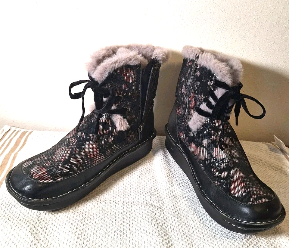 Botas de invierno Alegria para mujer 40 forro de piel sintética cuero/tela hechas por el hombre superior... Foto 4 de 4