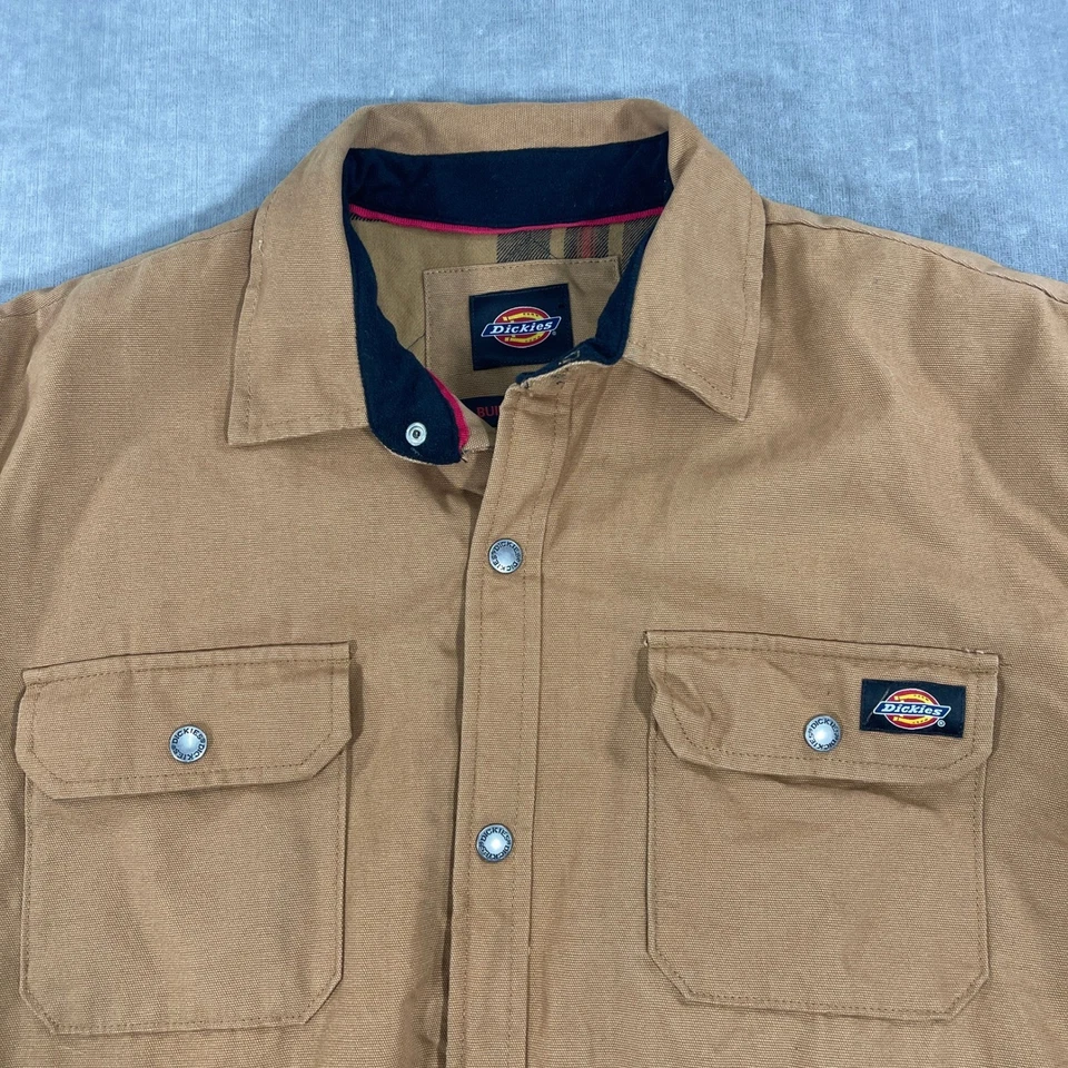 Dickies Mens XL Brown Insulated Canvas Work Coat Flannel Lined Jacket - Image 2 of 4