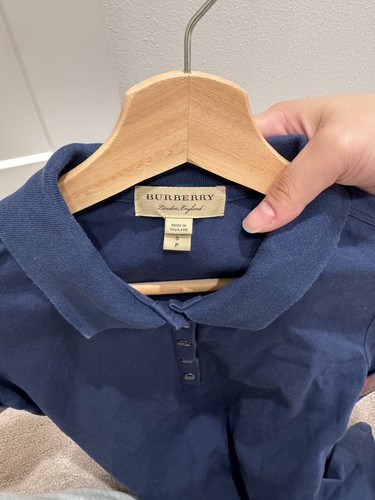Women's Burberry London Navy Blue Short Sleeve Polo Shirt Top London Size S - Picture 6 of 7