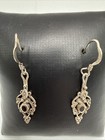 VTG SOUTHWEST STYLE 925 STERLING ORNATE AGATE DANGLE DROP EARRINGS. 3.2 GRAMS. — photo 3