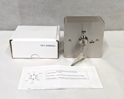 CDVI KS001 Single Gang Wartungsschlüsselschalter Edelstahl Ein/Aus Schlüssel - SSMAKA