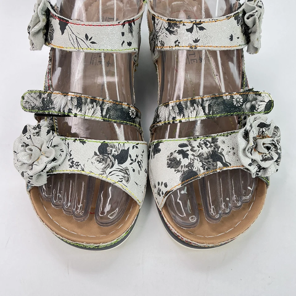 L'artiste by Spring Step Joelina Dazi Ankle Strap Sandal sz 36 Grey Multi Artsy - Image 4 of 4