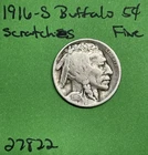 1916 S US Buffalo 🦬 Indian Head Nickel 5c Fine Scratches