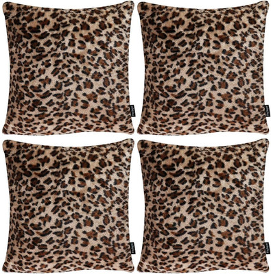 4 Pack Soft Plush Leopard Print Pillow Covers,Animal Theme Print Faux Fur Decora