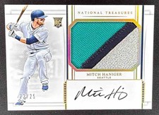 2017 Panini National Treasures Mitch Haniger #196 Holo Gold /25 MEM Auto RC