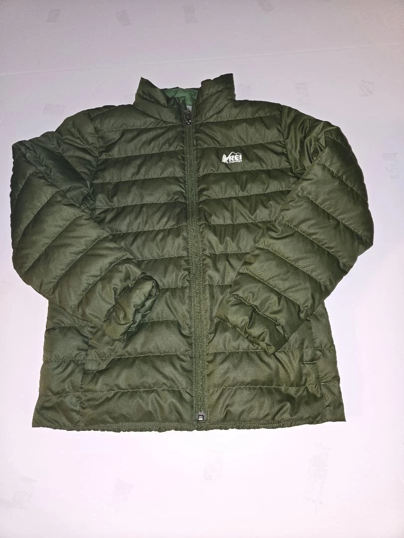 Kids jacket/coat lightweight REI Co-Op puffer Youth Size M / 10-12 Forest green