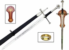 (US DUTY PAID) Sword of King Elessar with Scabbard, Display Plaque  Hand Crafted