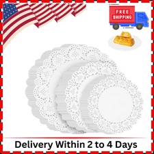 Paper Doilies, 200 Pack White Lace Doilies 6.5, 8.5, and 10.5 Inch for Food, Cra