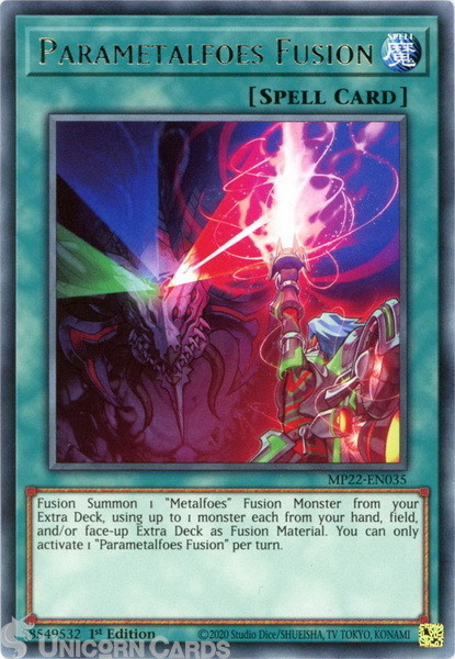 MP22-EN035 Parametalfoes Fusion Rare 1st Edition Mint YuGiOh Card