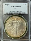 1997 SILVER AMERICAN EAGLE PCGS MS69 PLUS FREE 2007 US MINT QUARTER PROOF SET