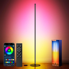 Smart RGB IC Corner Floor Lamp,Bright LED Tall Modern Floor Lamp with APP and Re