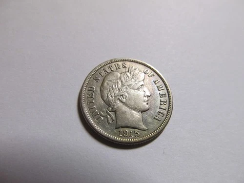 1915 Barber Dime~ High Grade AU+~ 90% Silver~ Full Liberty