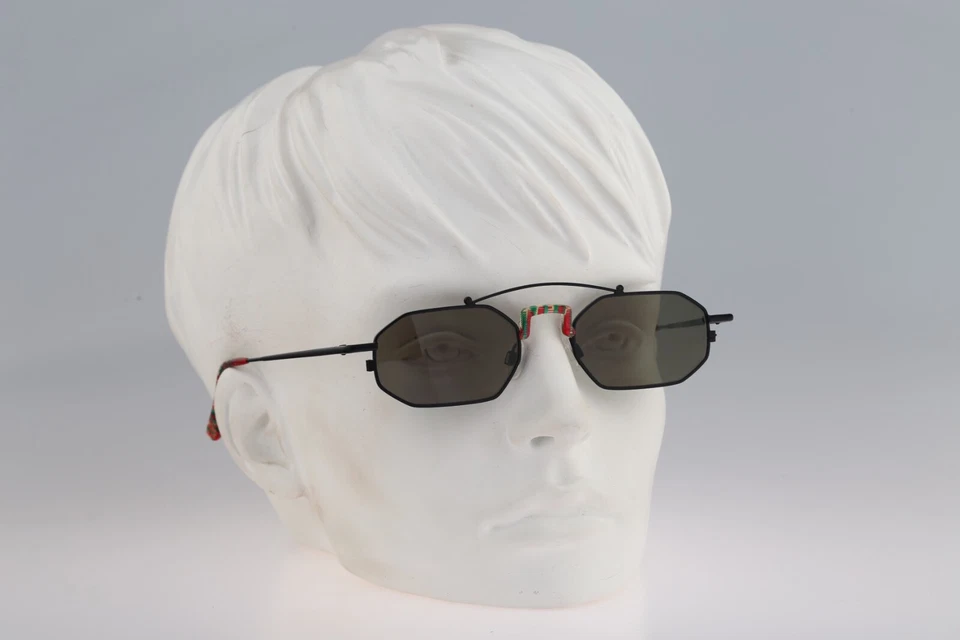 Robert Rudger 1050 133 08, Gafas de sol de aviador hexagonales vintage años 90 negras y rojas Foto 2 de 4