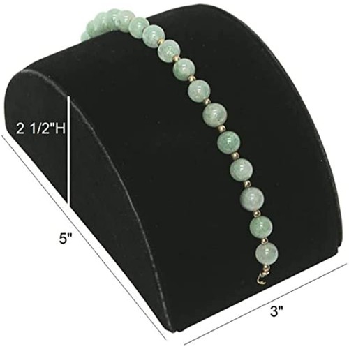 RJ Display Bracciale Mezza Luna Velluto Nero Espositore Rampa Portagioie 5 in. - Foto 3 di 3