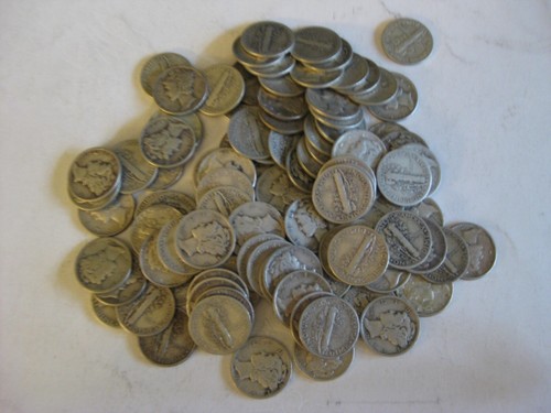 Lot of 100 Silver Mercury Dimes LOT DP-2