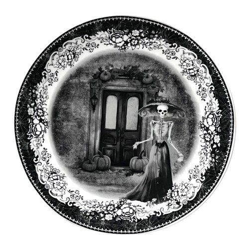 Eaton Fine Dining SPOOKY HOUSE Halloween Salad Dessert Plates (4) NIB Gothic - Picture 4 of 8