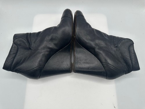 Chanel Black Leather Gold Tone Buckle Wedge Ankle Boots Women Sz 6-6.5 - Picture 9 of 12