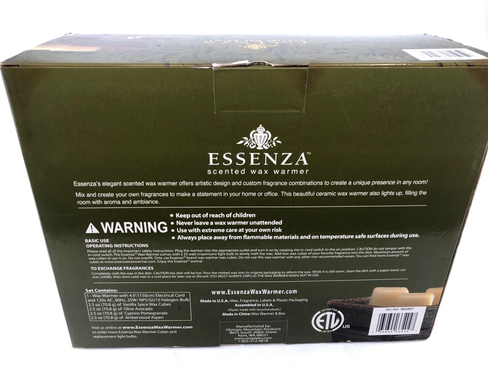 Calentador de cera perfumado de cerámica ESSENZA con 4 juegos de cubos de fragancia de cera Foto 3 de 4