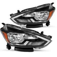 For 2016-2019 Nissan Sentra Halogen Headlights Assembly Amber Corner Lamps Pair