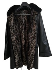Women Faux Leather Coats Fur Collar Jacket Warm Fur Windbreaker New Size 18