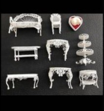 miniature dollhouse furniture vintage metal 17 Pc Collection