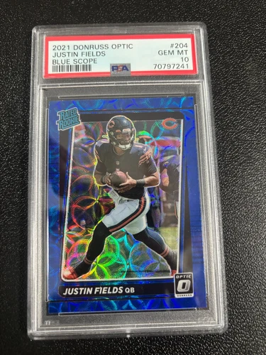 2021 DONRUSS OPTIC JUSTIN FIELDS BLUE SCOPE PSA 10