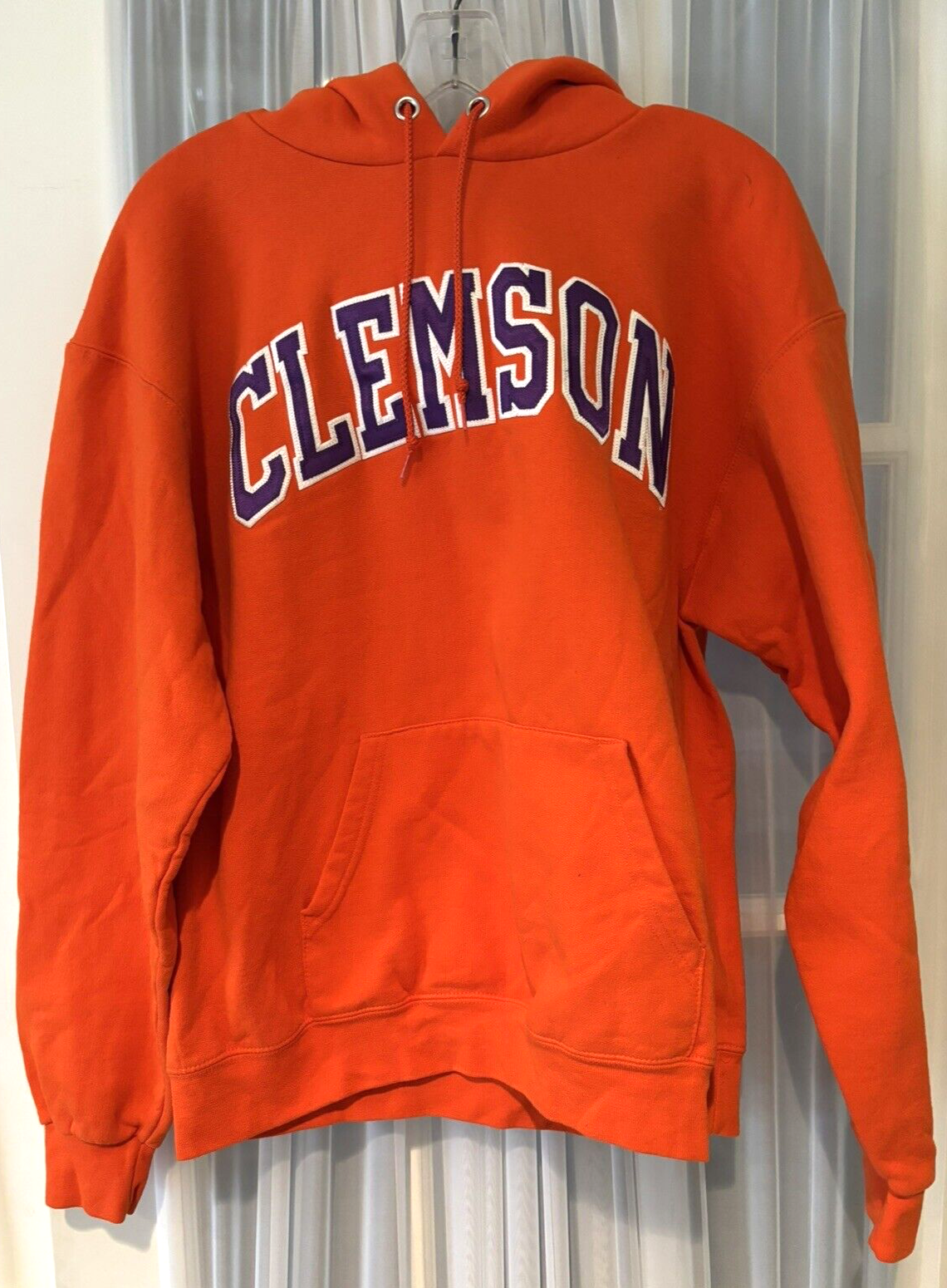 Clemson Tigers Heavy Orange Pullover Hoodie Size Large Orange Champion NCAA VGUC
