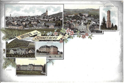 SCHNEEBERG, Gruß aus, AK um 1900