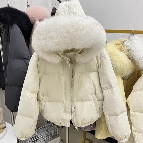 2024 Koreanische Daunenjacke Damen Kurz Fuchspelz Kapuze Jacke Mode Dicke Jacke - Bild 3 von 16