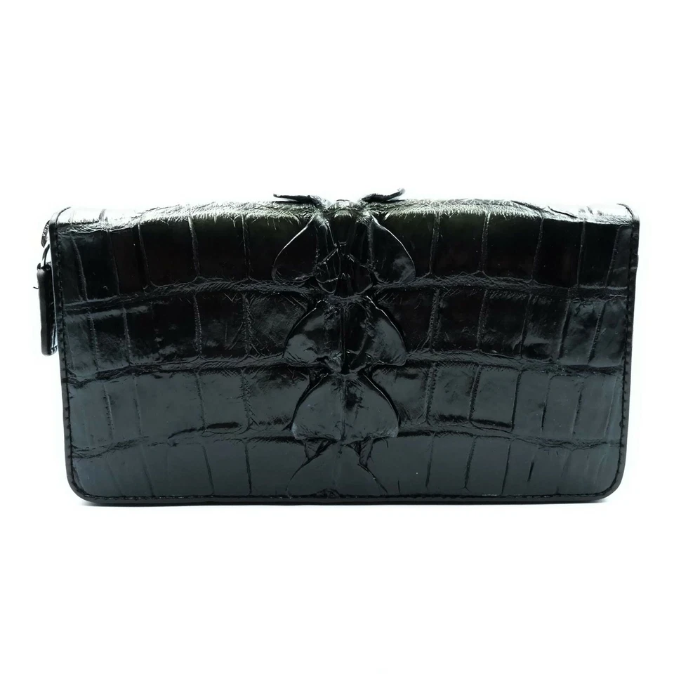 Новый реальный черный крокодила назад хвост кожи женщин молнии застежки бумажник сумочки - Изображение 4 из 4