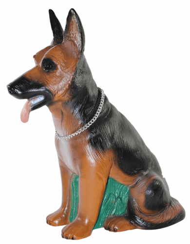 Deko Figur Tierfigur Hund Schäferhund mit Kette klein aus Kunststoff H 39 cm - Bild 4 von 6