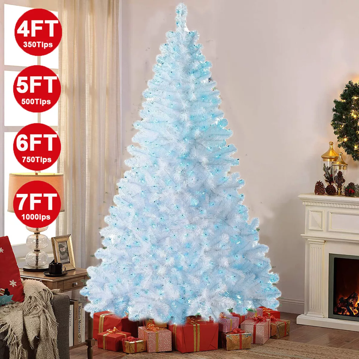 7 ft artificial christmas sales tree with led lights