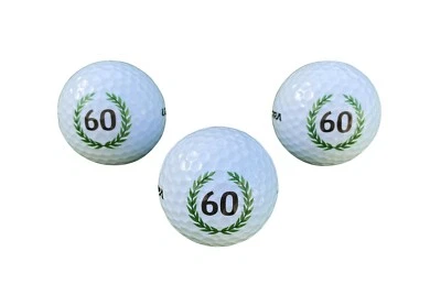 3er Set 60er Geburtstag Golfbälle Happy Birthday / Golfgeschenk