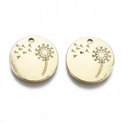 2 Dandelion Charms 16k Gold Plated Inspirational Charms Wishing Flower 15mm
