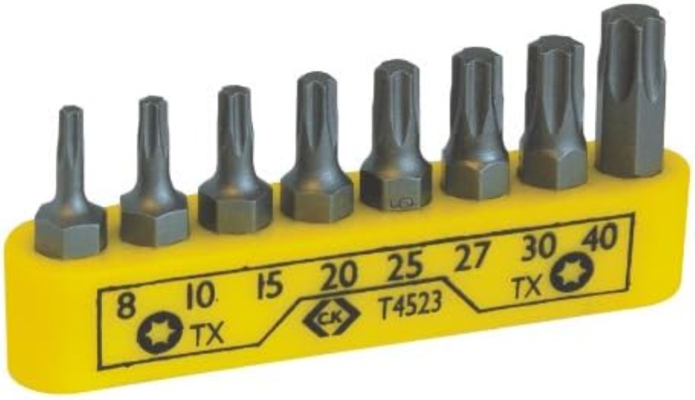 C.K T4523 Set 8 Inserti Torx Professionali - Acciaio S2 Alta Resistenza