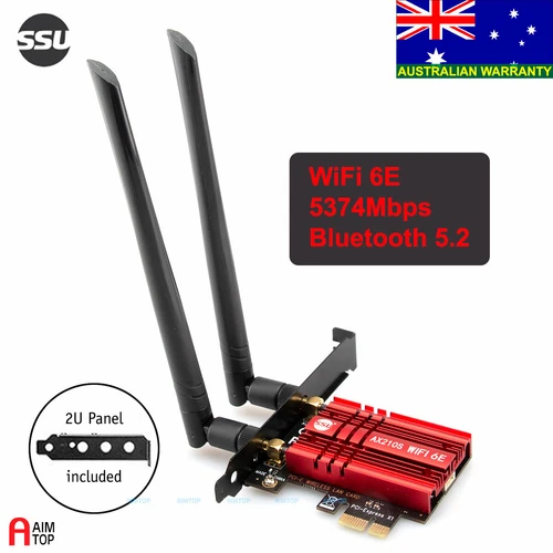 Intel WiFi 6E AX210 5374Mbps PCI-E Card with Bluetooth V5.2 Win 10/11 +low Panel