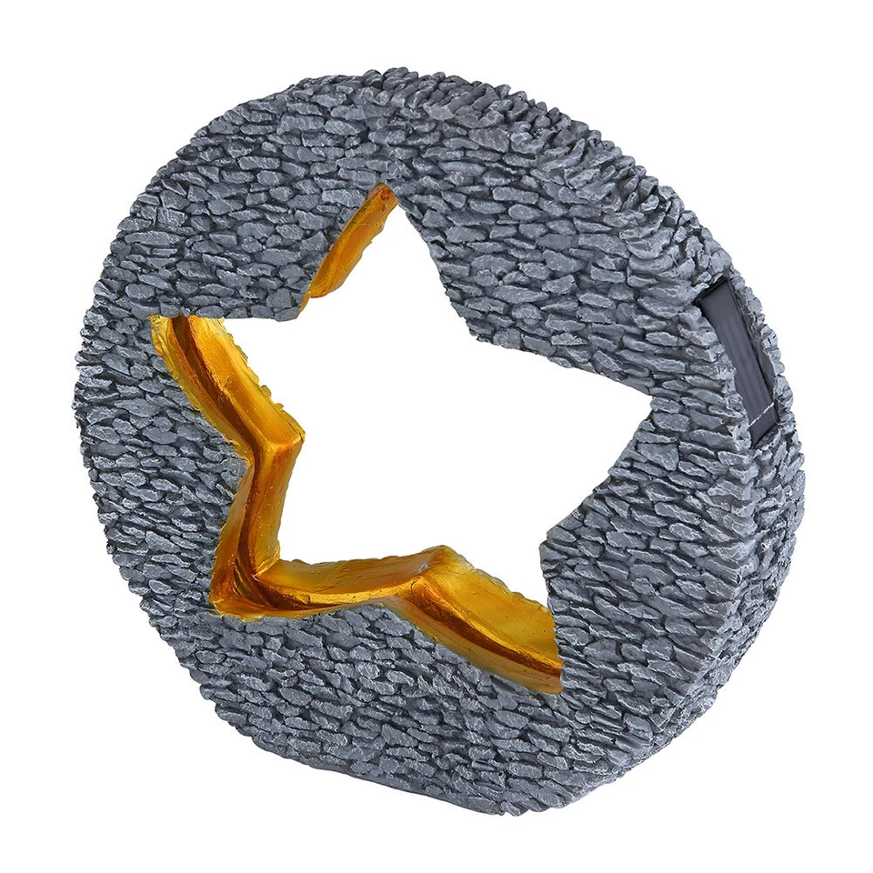 Solarleuchte Solarlampe Außenleuchte Gartenlampe Stein Optik gold Stern LED - Bild 2 von 4