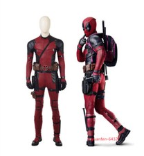Deadpool Cosplay Costume Men Red Suit Jumpsuit Halloween Accessories Prop Shoes