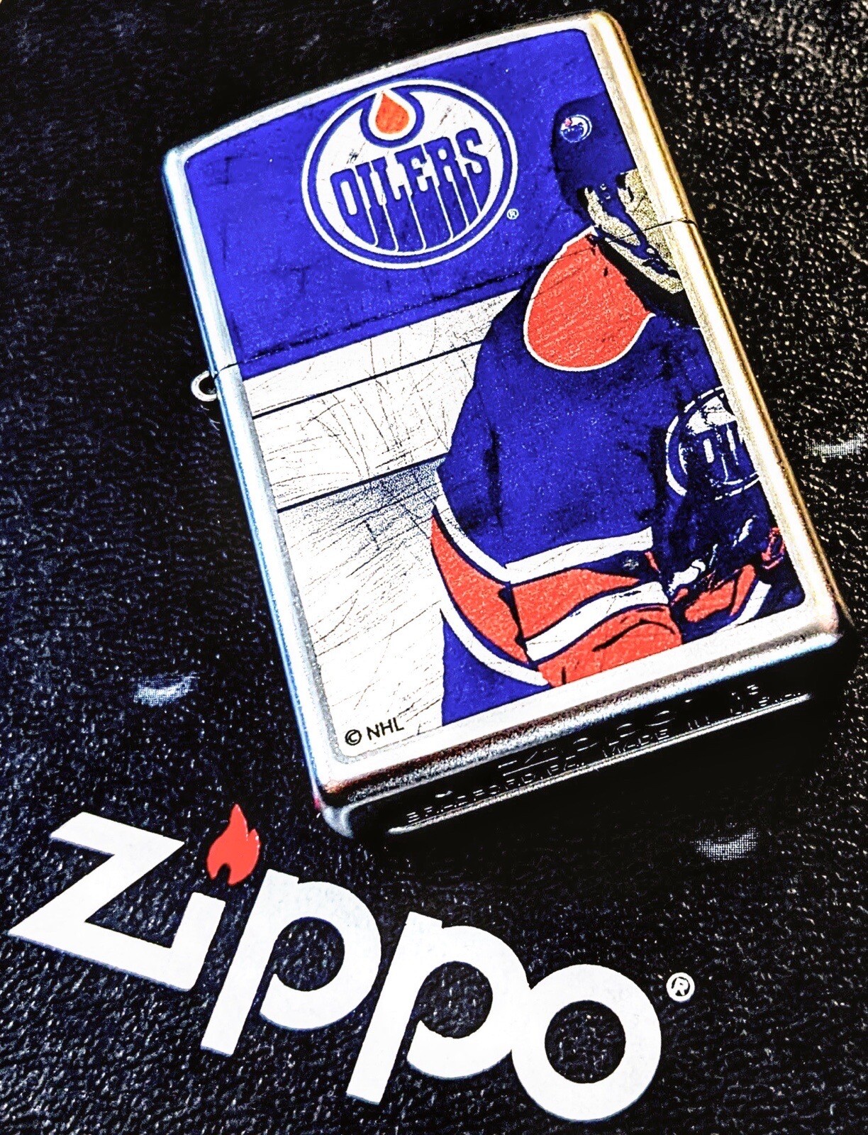 ZIPPO Lighter Edmonton Oilers RETIRED DESIGN 2012 Vintage NHL VERY RARE