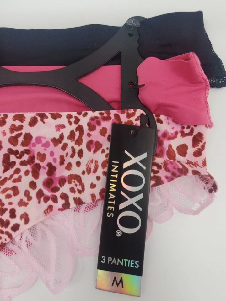 XOXO 3-упаковка женщин M L XL назад кружева нахальный трусики черный розовый светло-розовый - Изображение 3 из 4
