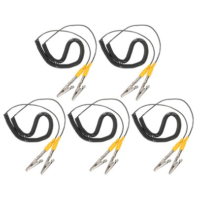 ESD Grounding Cable Cord with Alligator Clip 250cm/98.43 Inch Black,5 Pcs