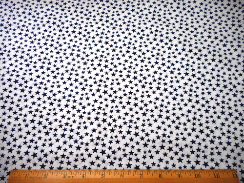 Patriotic Quilt Fabric 1 5/8 Yard Navy Blue Stars on White Cotton 4th of July